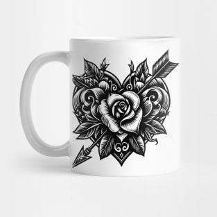 Tattoo with heart rose and arrow Mug